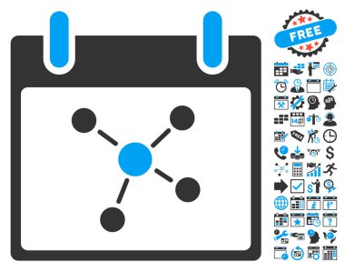 Bonus ile bağlantıları takvim gün düz vektör simgesi