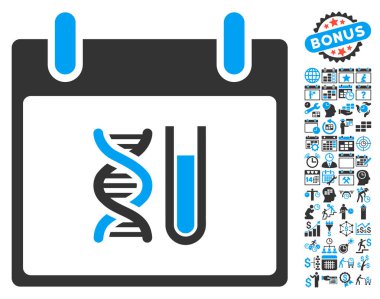 Bonus ile DNA analizi takvim gün düz vektör simgesi
