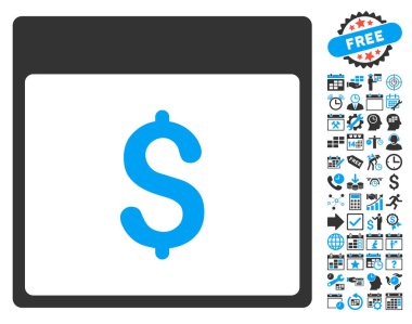 Bonus ile Doları Döviz Alım takvimi sayfa düz vektör simgesi