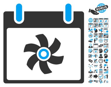 Bonus ile fan takvim gün düz vektör simgesi