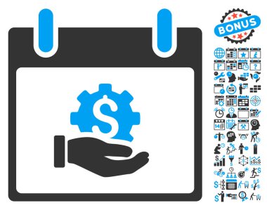 Finansal kalkınma el takvim gün düz vektör simgesi Bonus ile