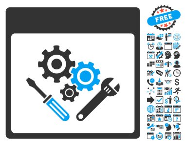 Vites araçlar ile Bonus sayfa düz vektör simge takvim