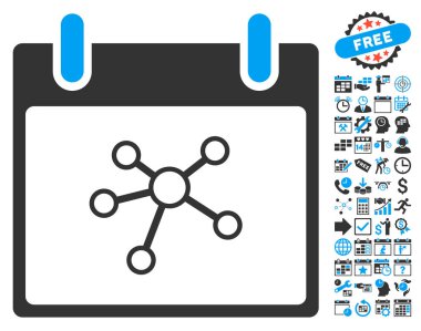 Bonus ile bağlantıları takvim gün düz vektör simgesi