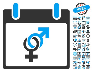 Bonus ile evlilik takvim gün düz vektör simgesi