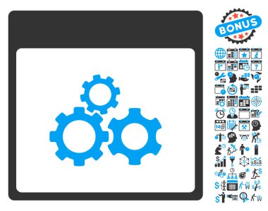 Mekanik vites ile Bonus sayfa düz vektör simge takvim