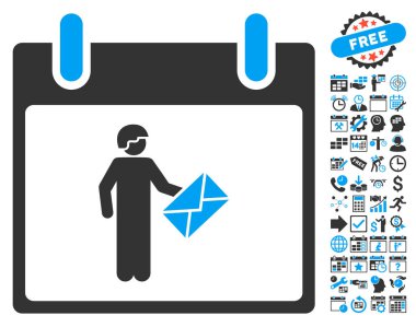 Postacı takvim gün düz vektör simge Bonus ile