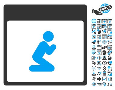 Kişi takvim sayfa düz vektör simge Bonus ile dua