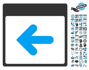 Önceki takvim gün düz vektör simge Bonus ile