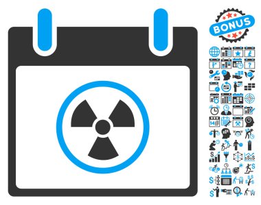 Bonus ile radyoaktif takvim gün düz vektör simgesi