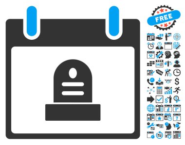 Bonus ile rip anıt takvim gün düz vektör simgesi