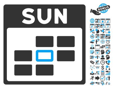 Bonus ile Pazar takvim kılavuz düz vektör simgesi