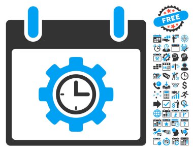 Bonus ile zaman dişli takvim gün düz vektör simgesi