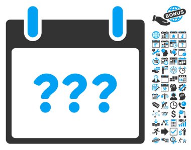 Bonus ile bilinmeyen gün takvim sayfa düz vektör simgesi