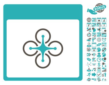 Bonus ile hava helikopter takvim sayfa düz vektör simgesi