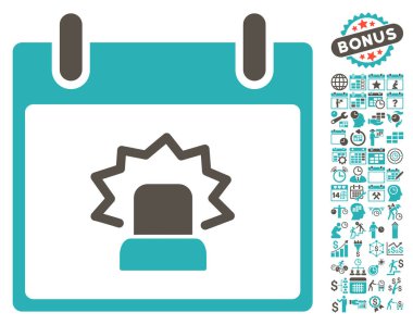 Bonus ile uyarı takvim gün düz vektör simgesi