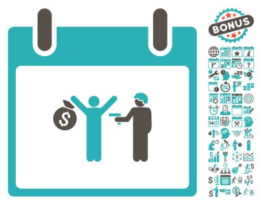 Bonus ile tutuklama takvim gün düz vektör simgesi