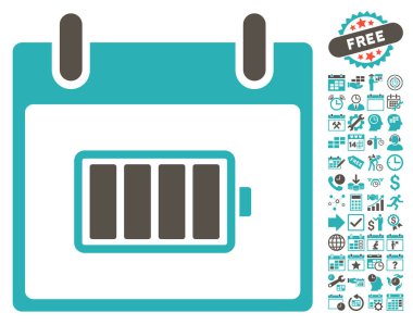 Pil takvim gün düz vektör simgesi Bonus ile