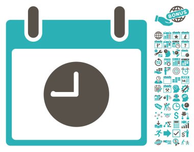 Saat takvim gün düz vektör simgesi Bonus ile