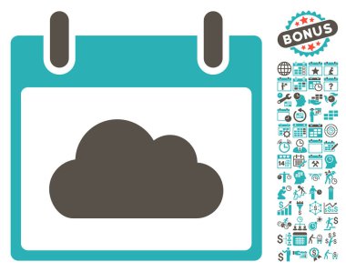Bonus ile bulut takvim gün düz vektör simgesi