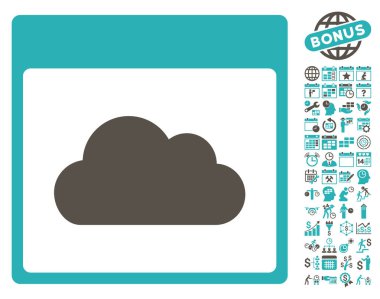 Bonus ile bulut takvim sayfa düz vektör simgesi