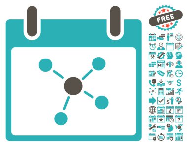 Bonus ile bağlantıları takvim gün düz vektör simgesi