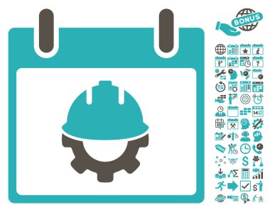 Bonus ile Geliştirme takvim gün düz vektör simgesi