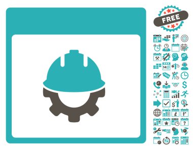 Bonus ile Geliştirme takvim sayfa düz vektör simgesi