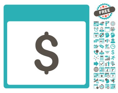 Bonus ile Doları Döviz Alım takvimi sayfa düz vektör simgesi