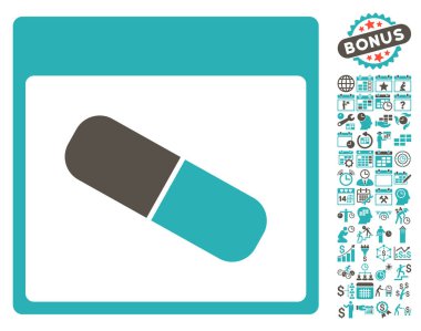 Takvim sayfası düz vektör simge Bonus ile ilaç kapsül