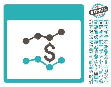 Mali çizelgeleri ile Bonus sayfa düz vektör simge takvim