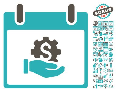 Finansal kalkınma el takvim gün düz vektör simgesi Bonus ile