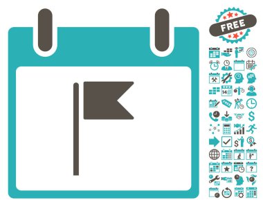 Bayrak takvim gün düz vektör simgesi Bonus ile