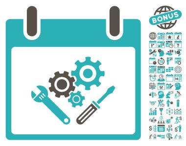 Araç Araçlar takvim gün düz vektör simgesi Bonus ile