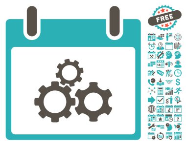 Mekanik vites takvim gün düz vektör simge Bonus ile