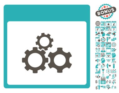 Mekanik vites ile Bonus sayfa düz vektör simge takvim