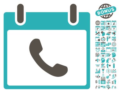 Bonus ile telefon takvim gün düz vektör simgesi