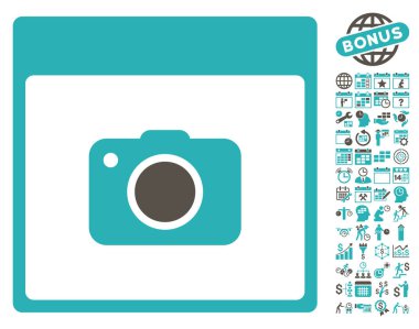 Fotoğraf kamera takvim sayfa düz vektör simgesi Bonus ile