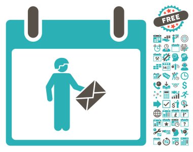 Postacı takvim gün düz vektör simge Bonus ile