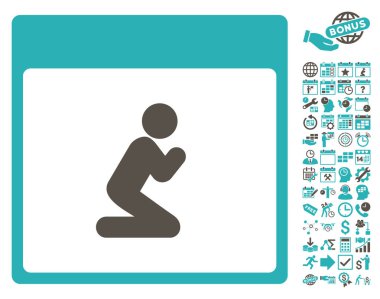 Kişi takvim sayfa düz vektör simge Bonus ile dua