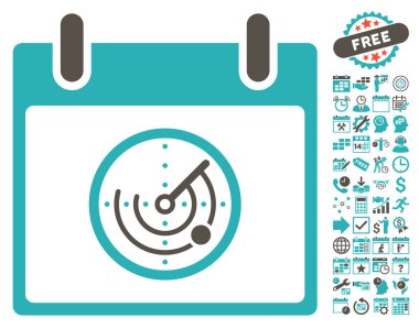Bonus ile radar takvim gün düz vektör simgesi