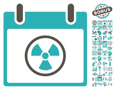 Bonus ile radyoaktif takvim gün düz vektör simgesi