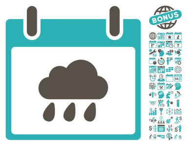Yağmur bulutu takvim gün düz vektör simge Bonus ile