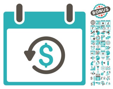 Takvim gün düz vektör simge Bonus ile iade