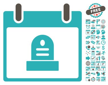 Bonus ile rip anıt takvim gün düz vektör simgesi