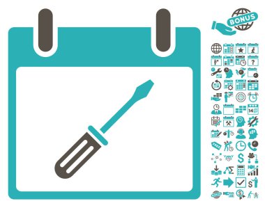 Tornavida takvim gün düz vektör simge Bonus ile ayarlama