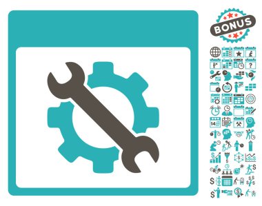 Ayarları araçları ile Bonus sayfa düz vektör simge takvim