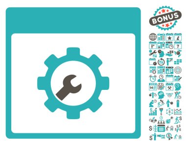 Araçlar takvim sayfa düz vektör simgesi Bonus ile kurulum