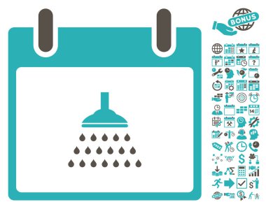 Bonus ile duş takvim gün düz vektör simgesi