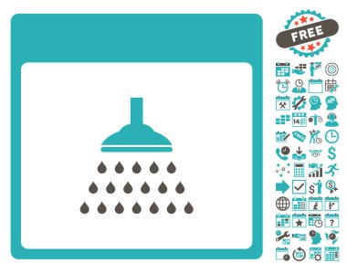 Bonus ile duş takvim sayfa düz vektör simgesi