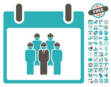 Bonus ile personel takvim gün düz vektör simgesi